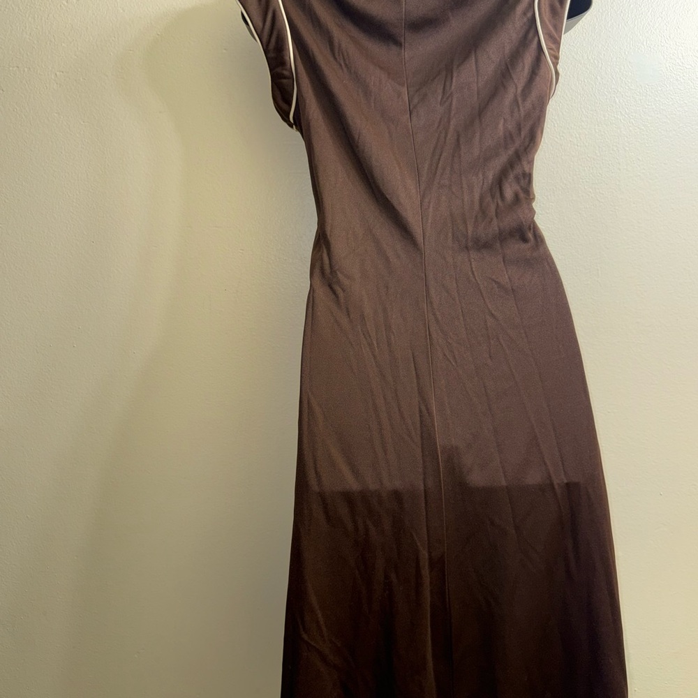 Vintage 60s 70s ILGWU Union Made‎ Brown Mod Midi Dress Size 11 - Picture 7 of 9